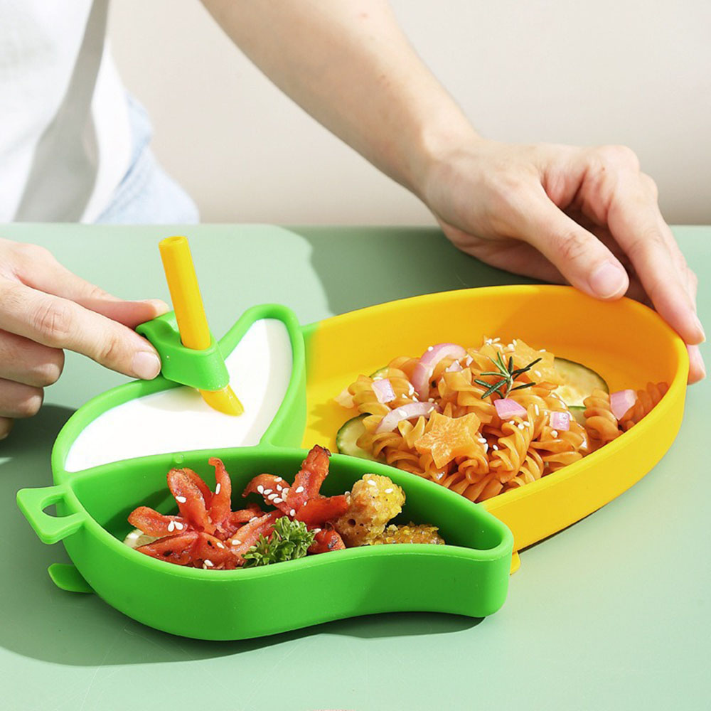 Baby Led Weaning Set - Yepyeni Sevimli Karikatür Silikon Vakumlu Tabak
